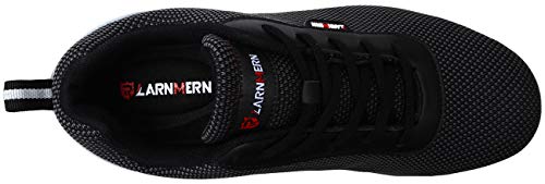 LARNMERN Zapatos de Seguridad Hombres LM30 S1 SRC Zapatillas de Trabajo con Punta de Acero Ultra Liviano Reflectivo Transpirable(45 EU,SRC Negro)
