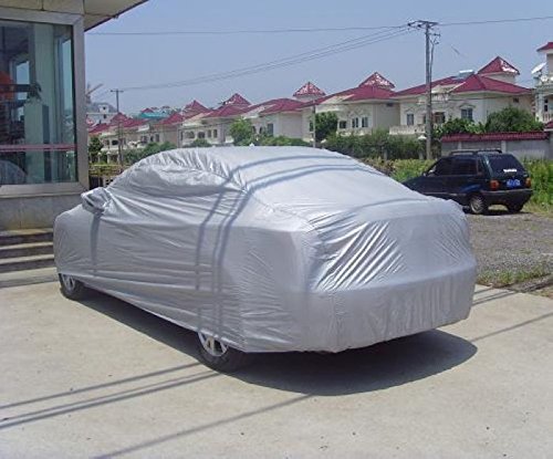 logei® cubierta del coche a prueba de agua lonas llenas de garaje cubierta exterior especial resistente al agua para retrovisor, plata (450 x 175 x 150cm)