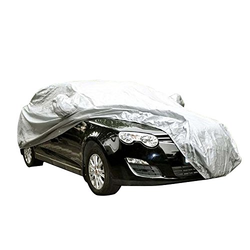 logei® cubierta del coche a prueba de agua lonas llenas de garaje cubierta exterior especial resistente al agua para retrovisor, plata (450 x 175 x 150cm)