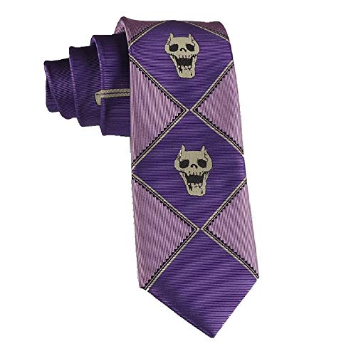 Lonme Corbatas Neckties JoJo's Bizarre Adventure KILLER QUEEN Kira Yoshikage Skull Neck Tie Cosplay Costumes (PURPLE)