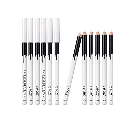 Lote 12pcs Lápices Palo Resaltador de Sombra de Ojo Eyeliner Impermeable Duradero Blanco