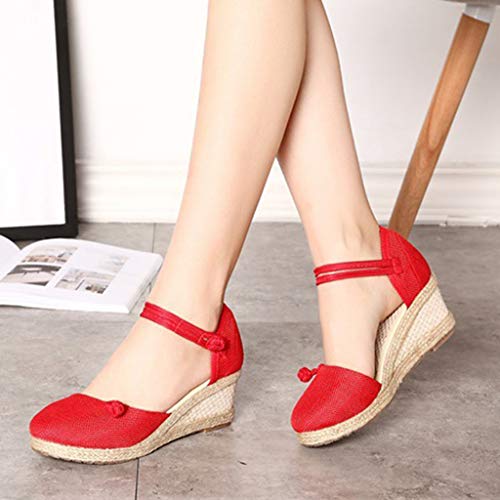 Luckycat Sandalias Mujer Cuña Alpargatas Plataforma Bohemias Romanas Mares Playa Gladiador Verano Tacon Planas Zapatos Zapatillas