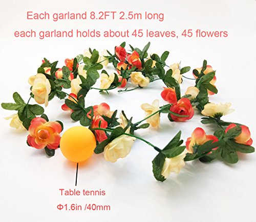 LumenTY 2 paquetes de flores artificiales de 2.5 m Vine Rose Garland Seda Flores falsas Decoración colgante para Oficina del hotel Jardín Fiesta casera Boda Festival Decoración - Rosa y rosa Claro