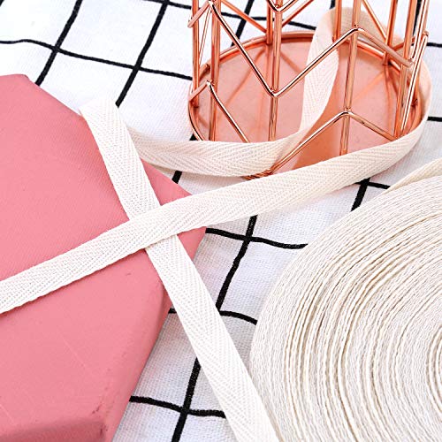 LUTER 50m Cinta De Espiga Algodón Cinta De Sarga Cinta Cinta Diagonal 1.3cm De Ancho Para Manualidades De Costura Diy (Beige)