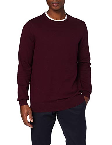 Marca Amazon - Meraki Jersey de Algodón Hombre, Rojo (Wine), M, Label: M