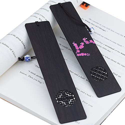 Marcapáginas de madera hechos a mano. Color de la página marcador para los amantes del libro, colección-Conjunto de flor de ciruelo