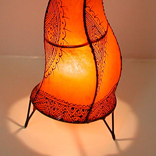 Marrakesch Henna Proyección piel marroquí pintadas a mano pie hecha a mano Lámpara de pie de cuero auténtico Henna lámpara hissan H60 Naranja