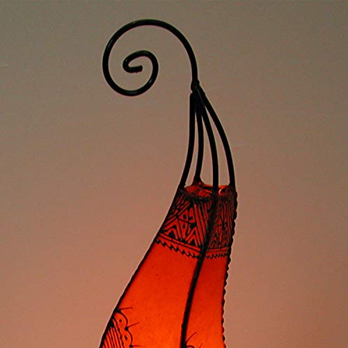 Marrakesch Henna Proyección piel marroquí pintadas a mano pie hecha a mano Lámpara de pie de cuero auténtico Henna lámpara hissan H60 Naranja