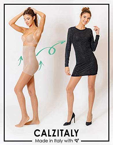 MEDIAS FINAS REDUCTORAS DE TALLE ALTO | PANTY CON COMPRESION MEDIA | NATURAL, NEGRO | 20 DEN | S, M, L, XL | CALCETERÍA ITALIANA | (XXL, NATURAL)