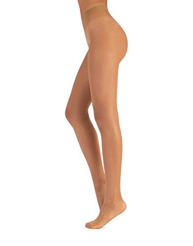 MEDIAS TRANSPARENTES ANTI-CARRERAS | MEDIAS DE MUJER RESISTENTES | 15 DEN | NEGRO, NATURAL | CALCETERÍA ITALIANA | (M, SAND)