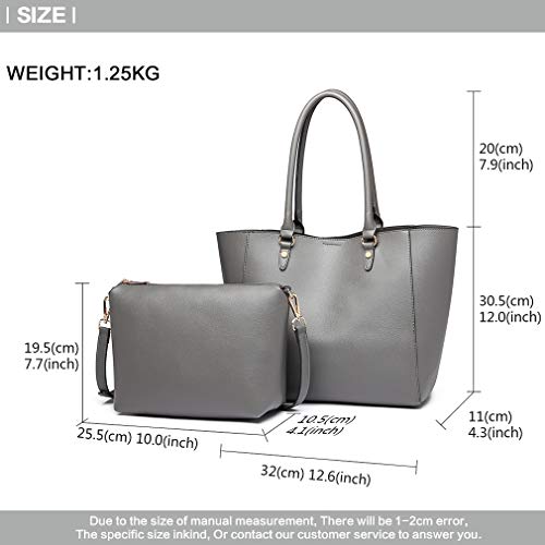 Miss Lulu Bolso de Mano Mujer Bolsos Totes Bolso Bandolera Bolso de Hombro Grande 2 Piezas Cuero Sintética