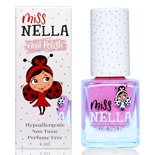 Miss Nella nueva colección de verano BLUEBERRY SMOOTHIE- Morado Esmalte especial para uñas con brillos para niños, fórmula despegable, a base de agua y sin olor