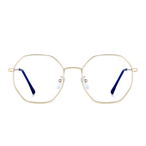Moda Diseñador Metal Gafas Óptico Marco Anti Luz Azul Anteojos Computadora Protección Para Los Ojos Mujer Dorado