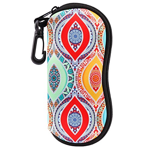 MoKo Bolsa de Gafas, [Ultra Ligero] Estuche de Almacenamiento de Lentes Cremallera de Neopreno Clip de Cinturon, Fundas para Anteojos Bolso Maquillaje Bolsillo para Llaves Lápiz Tarjetas - Nacional
