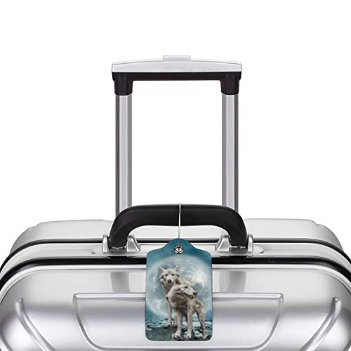 Moonlight White Wolf Personalizado Cuero Lujo Maleta Etiqueta Set Accesorios de Viaje Etiquetas de Equipaje