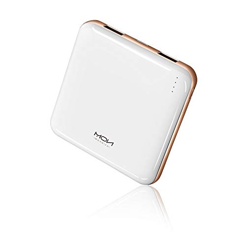 MOXNICE Bateria Externa Movil Power Bank 10000mAh, MÁS Ligero Power Bank con 2 Salidas para iPhone iPad Samsung Huawei Xiaomi, Regalos para Hombres, Mujeres (Blanco)