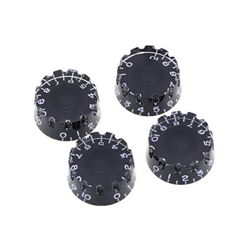 Musiclily Pro Imperial Pulgadas Tamaño Botones de Potenciómetros Forma Cilíndrica Perillas para USA Guitarra Eléctrica Les Paul Style, Negro (Juego de 4)