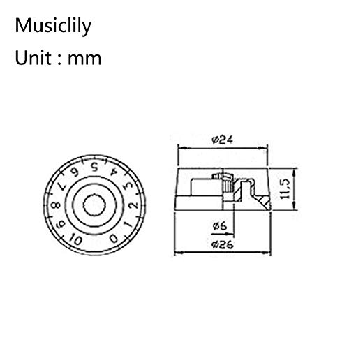Musiclily Pro Imperial Pulgadas Tamaño Botones de Potenciómetros Forma Cilíndrica Perillas para USA Guitarra Eléctrica Les Paul Style, Oro(Juego de 4)