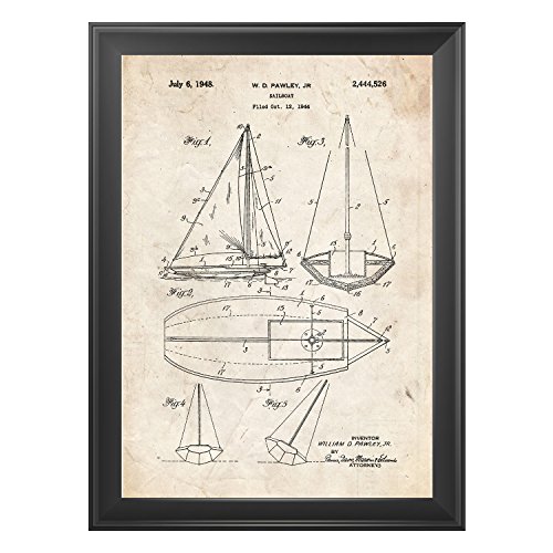 Nacnic Vintage - Pack de 4 Láminas con Patentes de Barcos. Set de Posters con inventos y Patentes Antiguas. Elije el Color Que Más te guste. Impreso en Papel de 250 Gramos