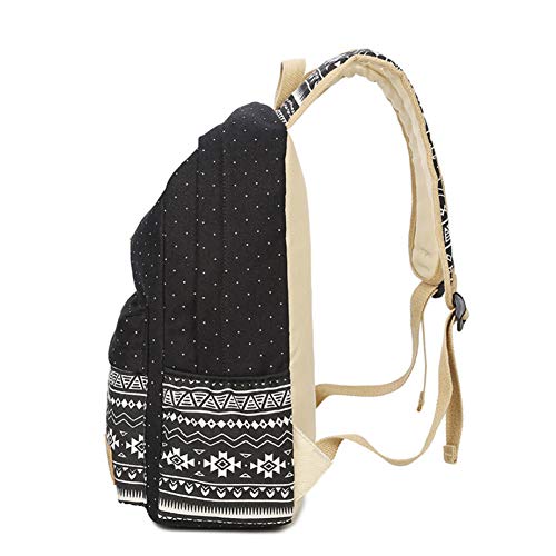 NALIDO Mujeres Adolescentes Mochila niños y niñas Escuela Mochila Ligera Mochila de Lona Bolsa de Bolsas para Libros Set 3 En Diario del Viajero 1 Mochila de Viaje Mochila Mochila,B,41x28x12CM
