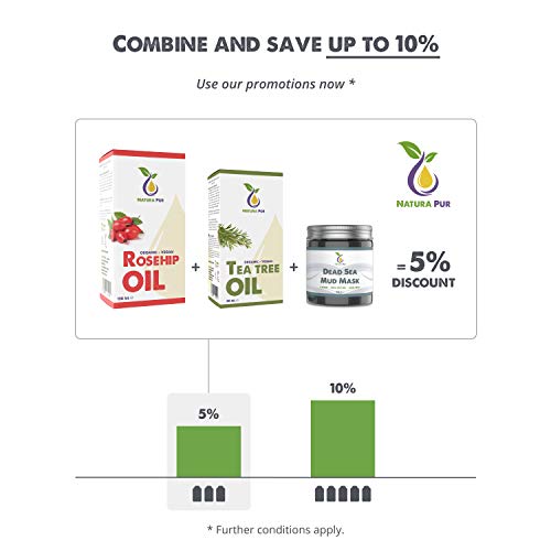 NATURA PUR Aceite Esencial de Arbol de Te 30ml - 100% orgánico y puro para cara y cuerpo - Tea Tree Oil para Tratamientos de Acné y Piel Grasa