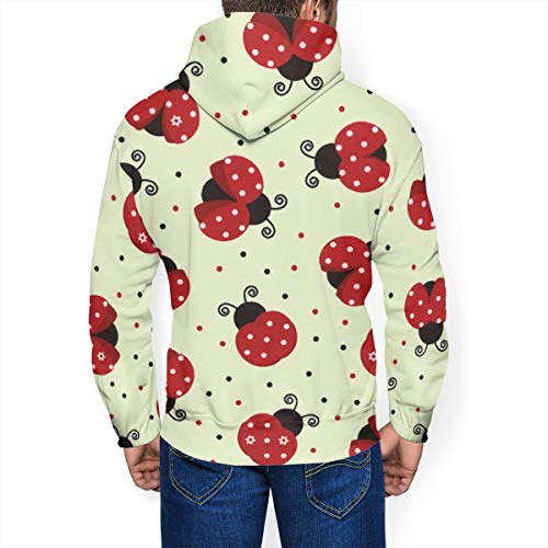Nature Mariquitas Insecto Punto Rojo Unisex Sudadera para Hombres Sudaderas Sudadera con Capucha 3D Imprimir Suéter con Bolsillo Negro Negro XL