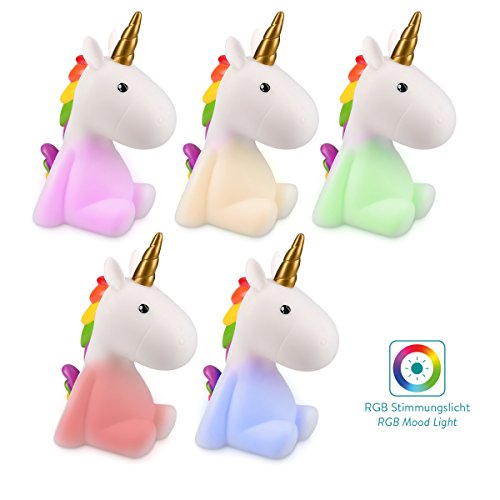 Navaris lámpara nocturna LED con diseño de unicornio - luz de color cambiante para niños bebés - unicornio blanco con colgante - luz para dormir