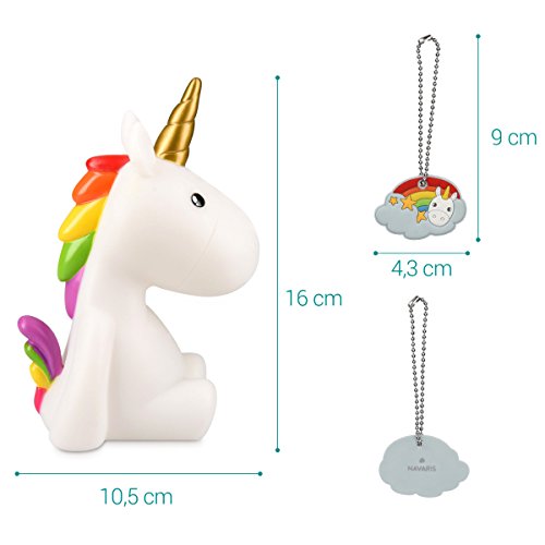 Navaris lámpara nocturna LED con diseño de unicornio - luz de color cambiante para niños bebés - unicornio blanco con colgante - luz para dormir