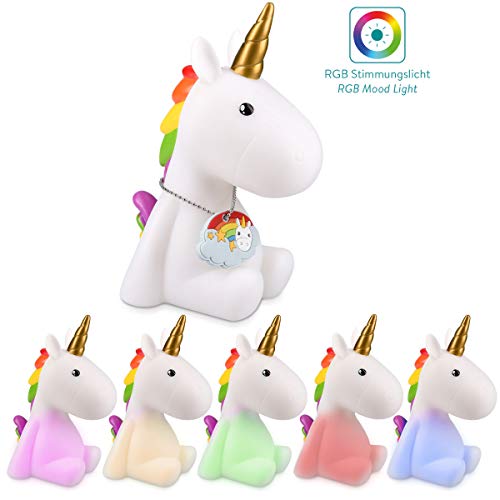 Navaris lámpara nocturna LED con diseño de unicornio - luz de color cambiante para niños bebés - unicornio blanco con colgante - luz para dormir