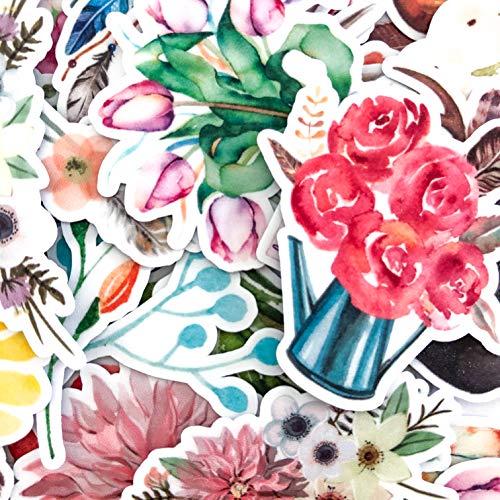 Navy Peony Pegatinas Decorativas de Fantasía | Pegatinas Florales de Acuarelas | 37 Vinilos decorativos tipo Stickers | Pegatinas para Portátil Teléfono Diarios Personales