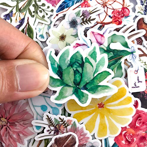 Navy Peony Pegatinas Decorativas de Fantasía | Pegatinas Florales de Acuarelas | 37 Vinilos decorativos tipo Stickers | Pegatinas para Portátil Teléfono Diarios Personales