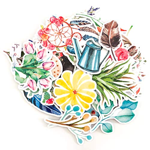Navy Peony Pegatinas Decorativas de Fantasía | Pegatinas Florales de Acuarelas | 37 Vinilos decorativos tipo Stickers | Pegatinas para Portátil Teléfono Diarios Personales