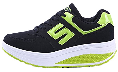NEWCOLOR Mujeres Primavera Otoño Moda Transpirable con Cordones Zapatos De Balancín Zapatos Deportivos Ocasionales