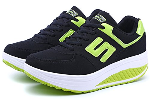 NEWCOLOR Mujeres Primavera Otoño Moda Transpirable con Cordones Zapatos De Balancín Zapatos Deportivos Ocasionales