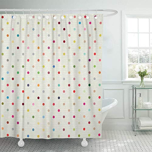 NOBRAND Cortina de ducha con diseño de lunares, estilo retro, multicolor, tela de poliéster impermeable, 72 x 72 pulgadas, con ganchos, microfibra, 1 color, 60"W x 72"L
