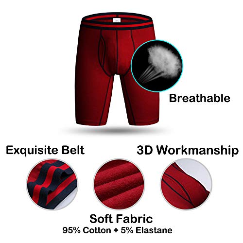 Nuofengkudu Hombre 4 Pack Larga Bóxers Ajustados Bulge Braguitas Calzoncillos Ropa Interior Suave Elástico Compresión Shorts Underwear Mutande Panty Hipster Nero/BLU/Grau/Rosso Chiaro Tamaño XL
