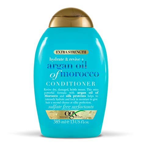 OGX, Acondicionador Aceite de Argan Extra Strength, Hidrata y Repara, Cabellos Dañados, 385ml
