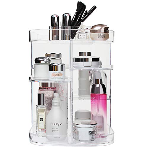 Organizador de maquillaje de Boxalls con rotación de 360 grados, organizador de cosméticos multifunción, transparente con 5 capas de gran capacidad, para encimera de baño, dormitorio, forma cuadrada