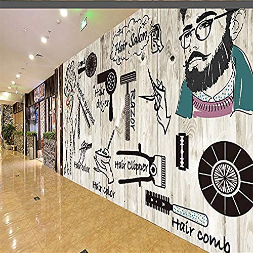 Papel tapiz fotográfico 3D Moda Personalidad Estilo creativo Papel tapiz grande Mural Barbershop Lou Pared Pintado Papel tapiz 3D Decoración dormitorio Fotomural sala sofá pared mural-350cm×256cm