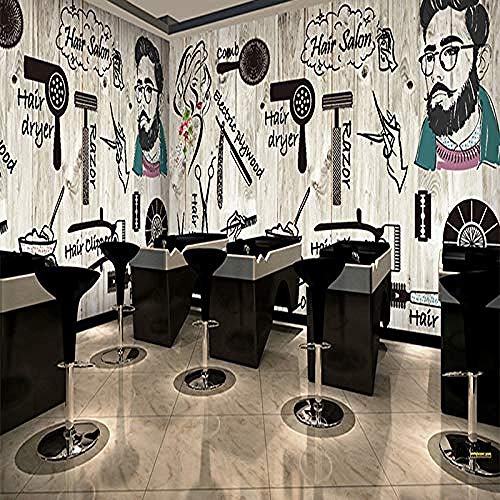 Papel tapiz fotográfico 3D Moda Personalidad Estilo creativo Papel tapiz grande Mural Barbershop Lou Pared Pintado Papel tapiz 3D Decoración dormitorio Fotomural sala sofá pared mural-350cm×256cm