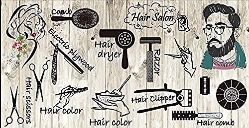 Papel tapiz fotográfico 3D Moda Personalidad Estilo creativo Papel tapiz grande Mural Barbershop Lou Pared Pintado Papel tapiz 3D Decoración dormitorio Fotomural sala sofá pared mural-350cm×256cm