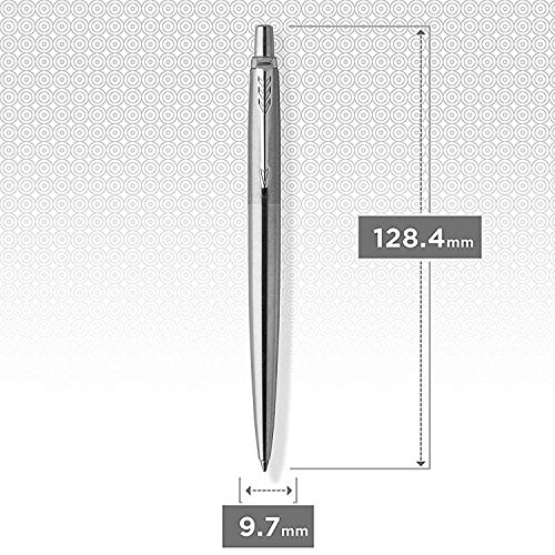 Parker - Bolígrafo Stainless Steel CT + Pack de 3 recambios para bolígrafos y 3 recambios de tinta de gel, color azul y negro