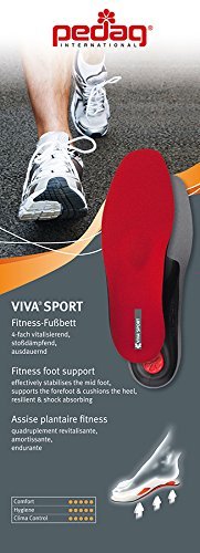 Pedag Viva Sport - Plantillas para el deporte unisex, Red, 7 Ladies/6 Mens UK