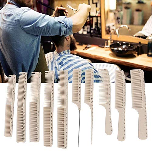 Peine de peluquería de 10 piezas, peine de corte de peluquería profesional para uso en salones para mujeres y hombres con escala de medida(10 piezas de peine para el cabello)