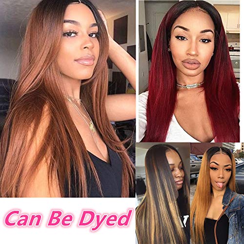 Pelucas parte media lace front natural lisa pelucas humanas naturales mujer largas pelucas pelo naturales 100% human hair wigs straight pelucas de pelo humano remy 150% density 18 inch