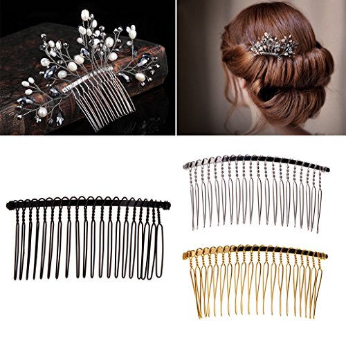 PENG DIY Pinzas para el Cabello de Metal en Blanco Velo de Novia Peine Lateral 20 Dientes Accesorios para el Cabello Nupcial