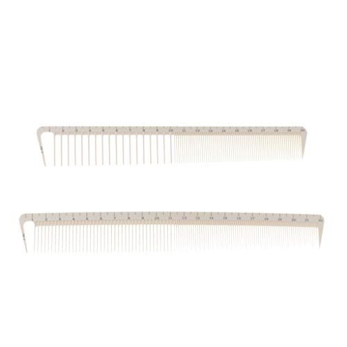 perfeclan Peines para Cortar El Cabello De 2 Piezas con Medidas, Peines Blancos Gruesos Y Finos para Cortar El Cabello