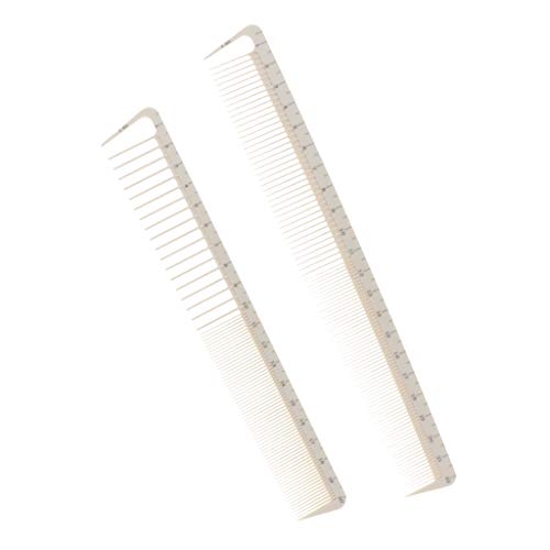 perfeclan Peines para Cortar El Cabello De 2 Piezas con Medidas, Peines Blancos Gruesos Y Finos para Cortar El Cabello