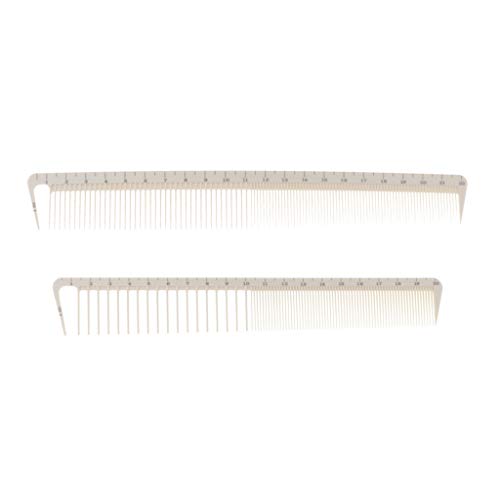 perfeclan Peines para Cortar El Cabello De 2 Piezas con Medidas, Peines Blancos Gruesos Y Finos para Cortar El Cabello