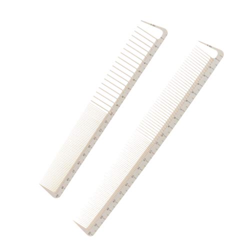 perfeclan Peines para Cortar El Cabello De 2 Piezas con Medidas, Peines Blancos Gruesos Y Finos para Cortar El Cabello